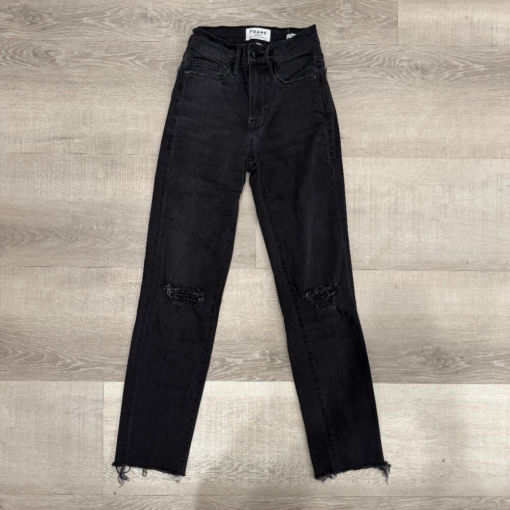 Frame Le Nouveau Straight Ripped Skinny Jeans